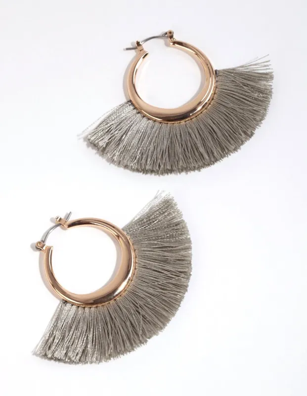 Gold Open Disc Large Tassel Earrings sold by lovisa