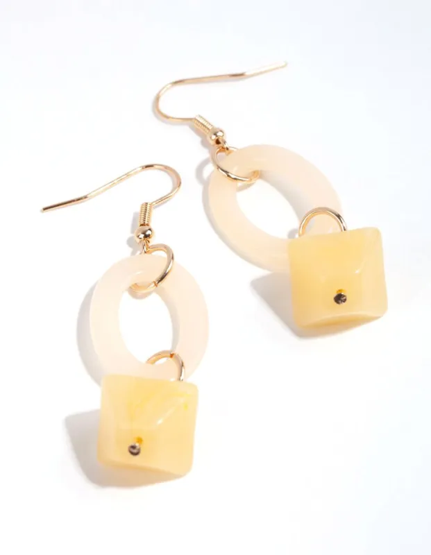 Yellow Hexagon Acrylic Bead Earrings sold by lovisa