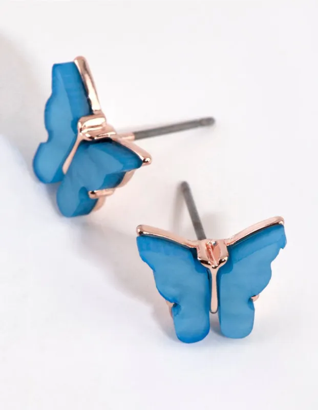 Blue Butterfly Stud Earrings sold by lovisa