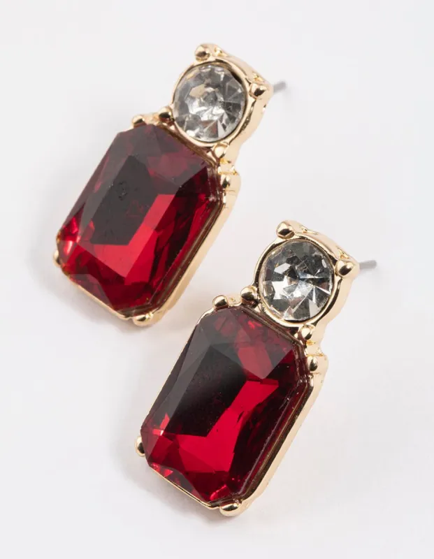 Red Round & Radiant Stud Earrings sold by lovisa