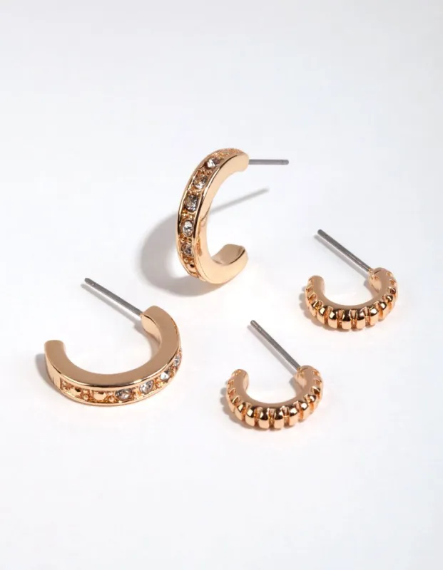 Gold Diamante Hoop Earring Pack sold by lovisa