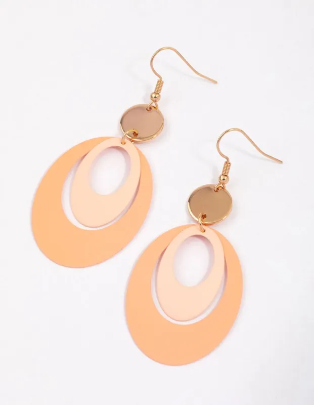 Blush Open Oval Disc Drop Earrings sold by lovisa