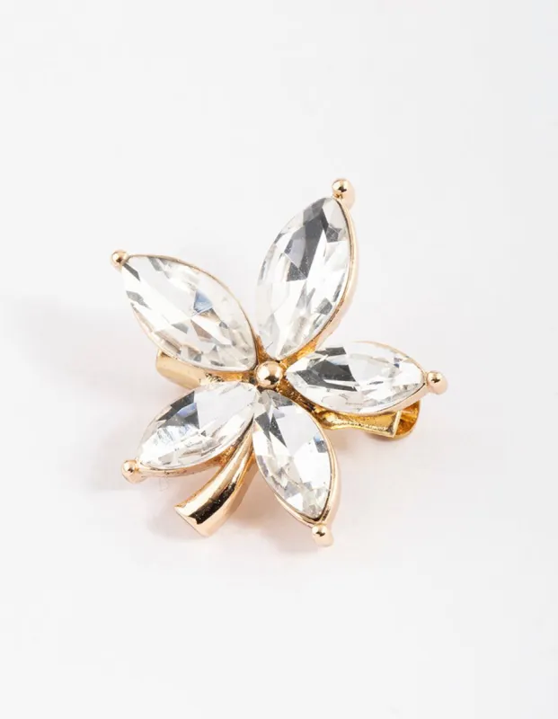 Gold Small Marquise Flower Brooch sold by lovisa
