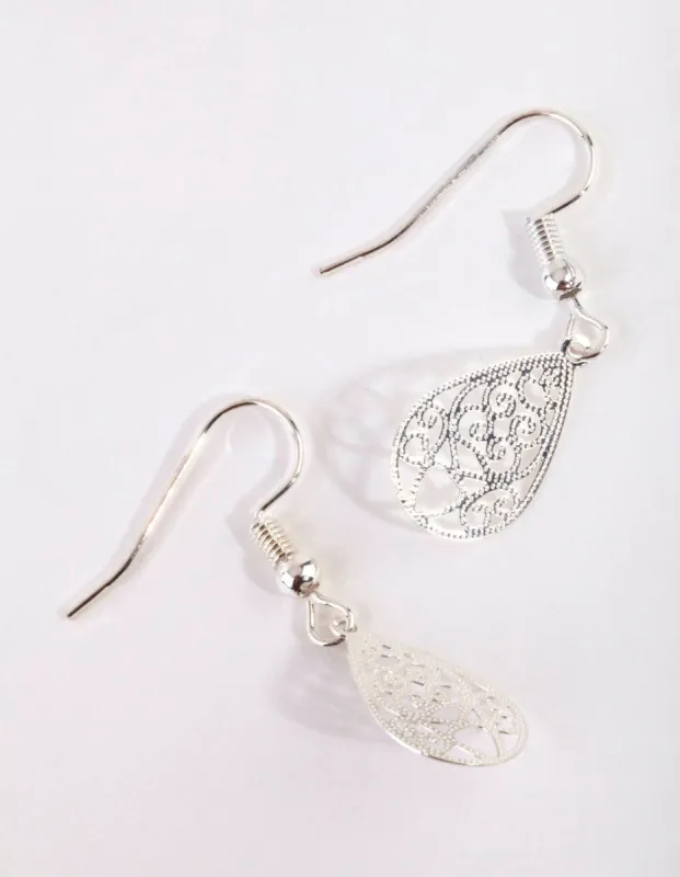 Silver Filigree Teardrop Earrings sold by lovisa