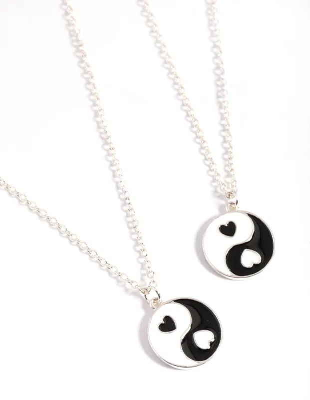 Silver Heart Yin & Yang Necklace Pack sold by lovisa