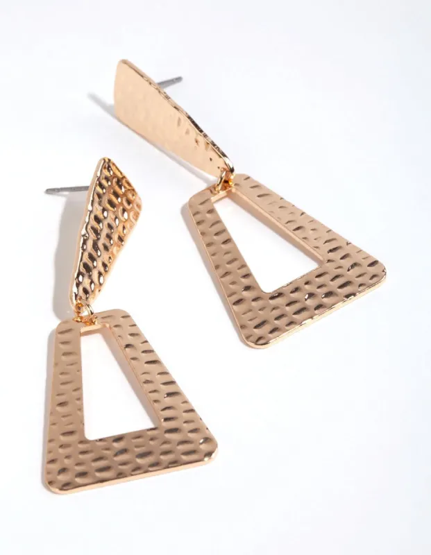 Gold Beaten Shape Drop Earrings sold by lovisa