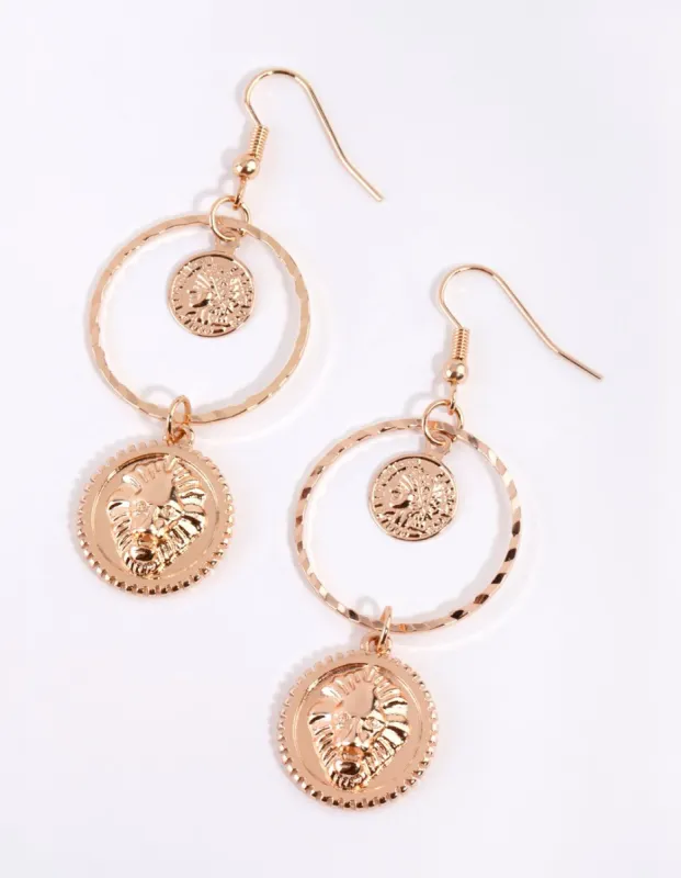 Gold Lion Coin Earrings sold by lovisa