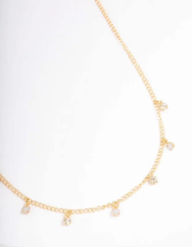 Gold Alternate Diamante Necklace sold by lovisa