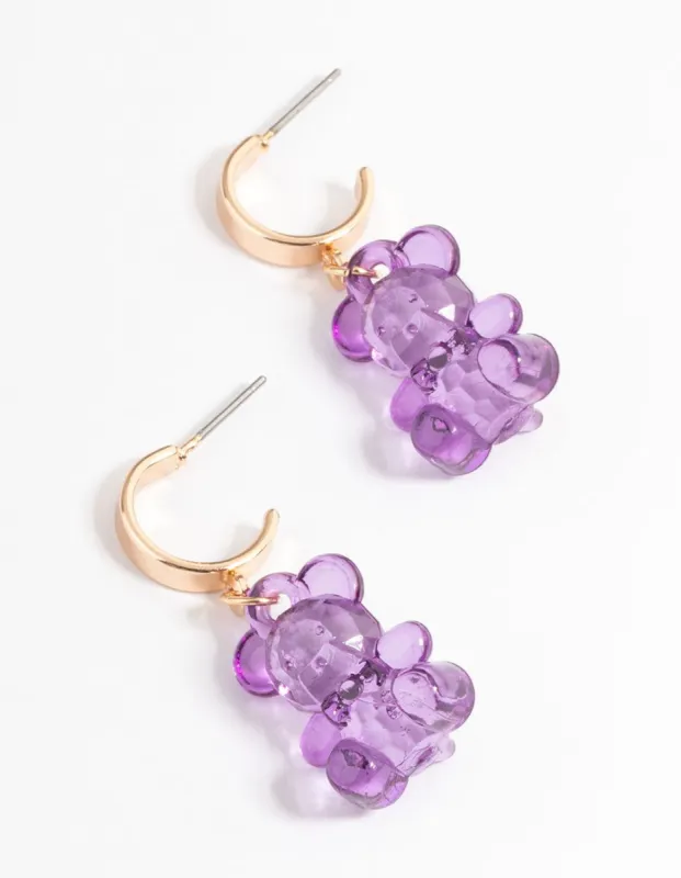 Gold Chubby Cute Bear Huggie Earrings sold by lovisa