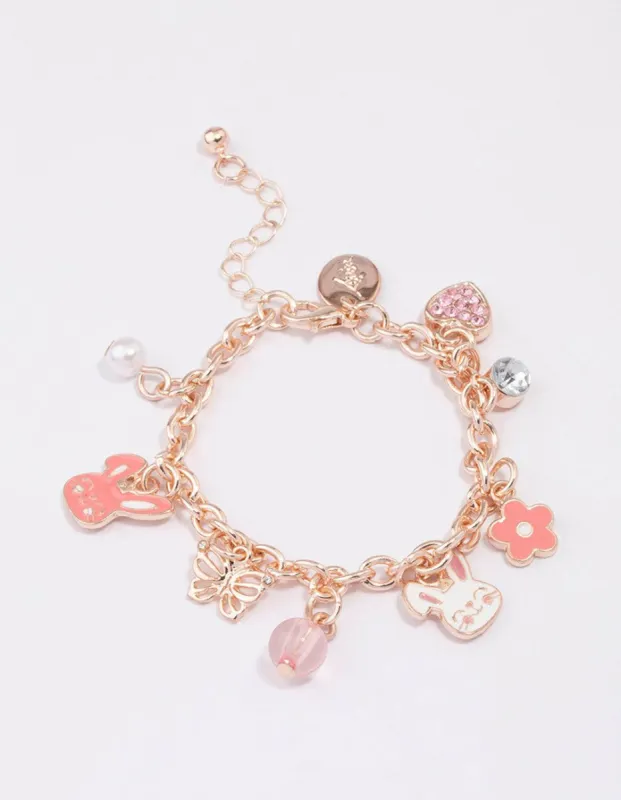 Kids Rose Gold Bunny Charm Bracelet sold by lovisa