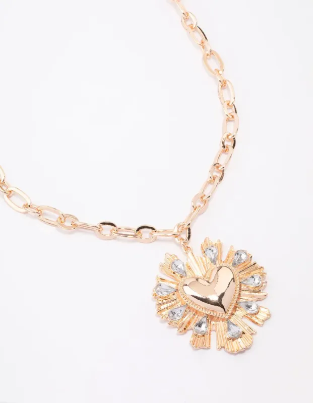 Gold Sacred Heart Pendant Necklace sold by lovisa