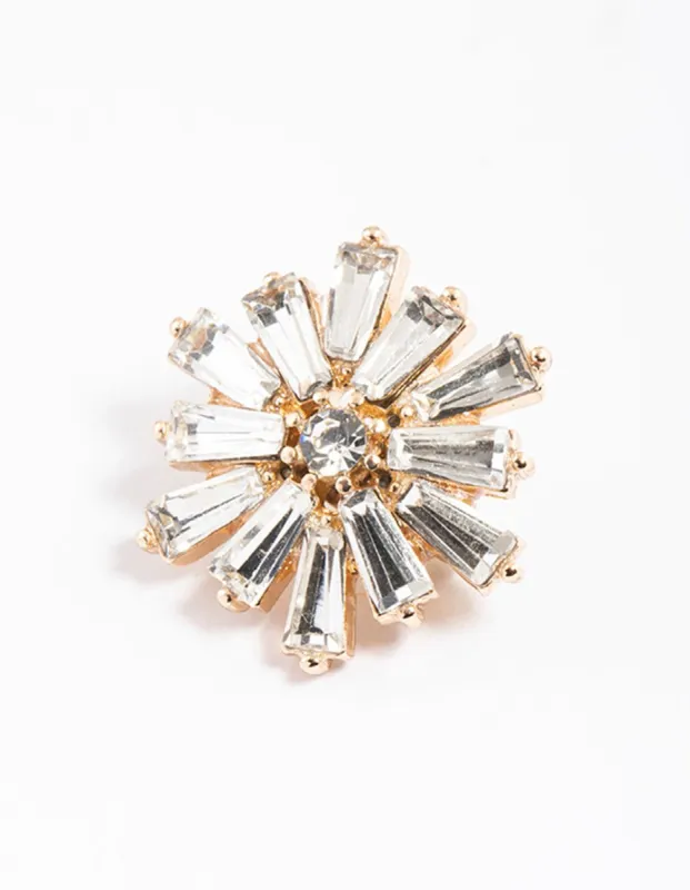 Gold Baguette Flower Brooch sold by lovisa