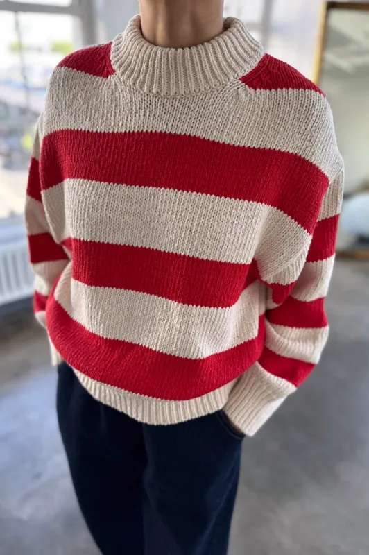 Zoe Cotton Sweater - Red Stripe sold by Le Bon Shoppe