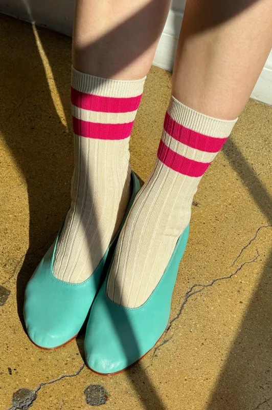 Her Varsity Socks - Magenta sold by Le Bon Shoppe
