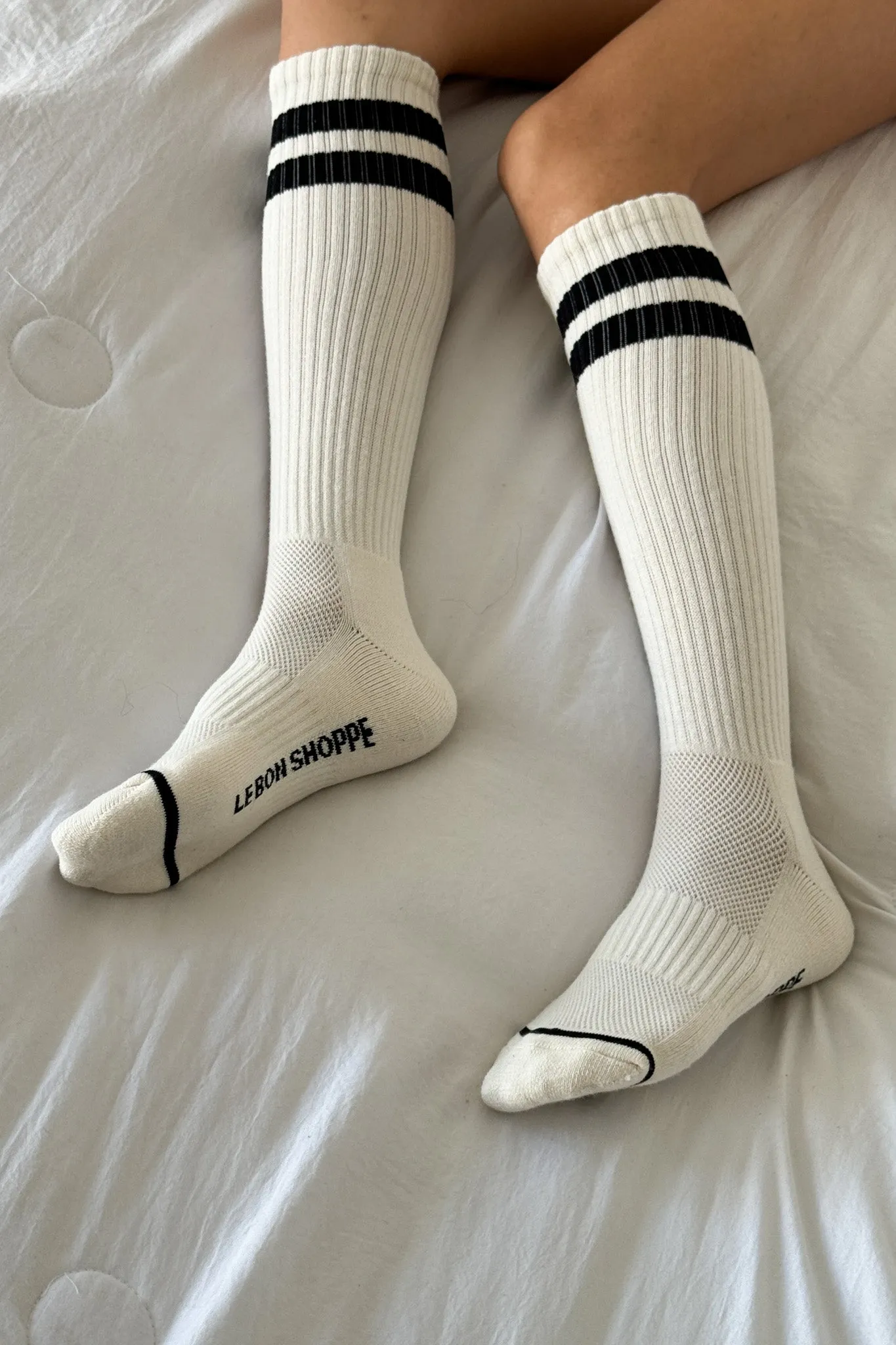 Knee High Boyfriend Socks - Cream sold by Le Bon Shoppe