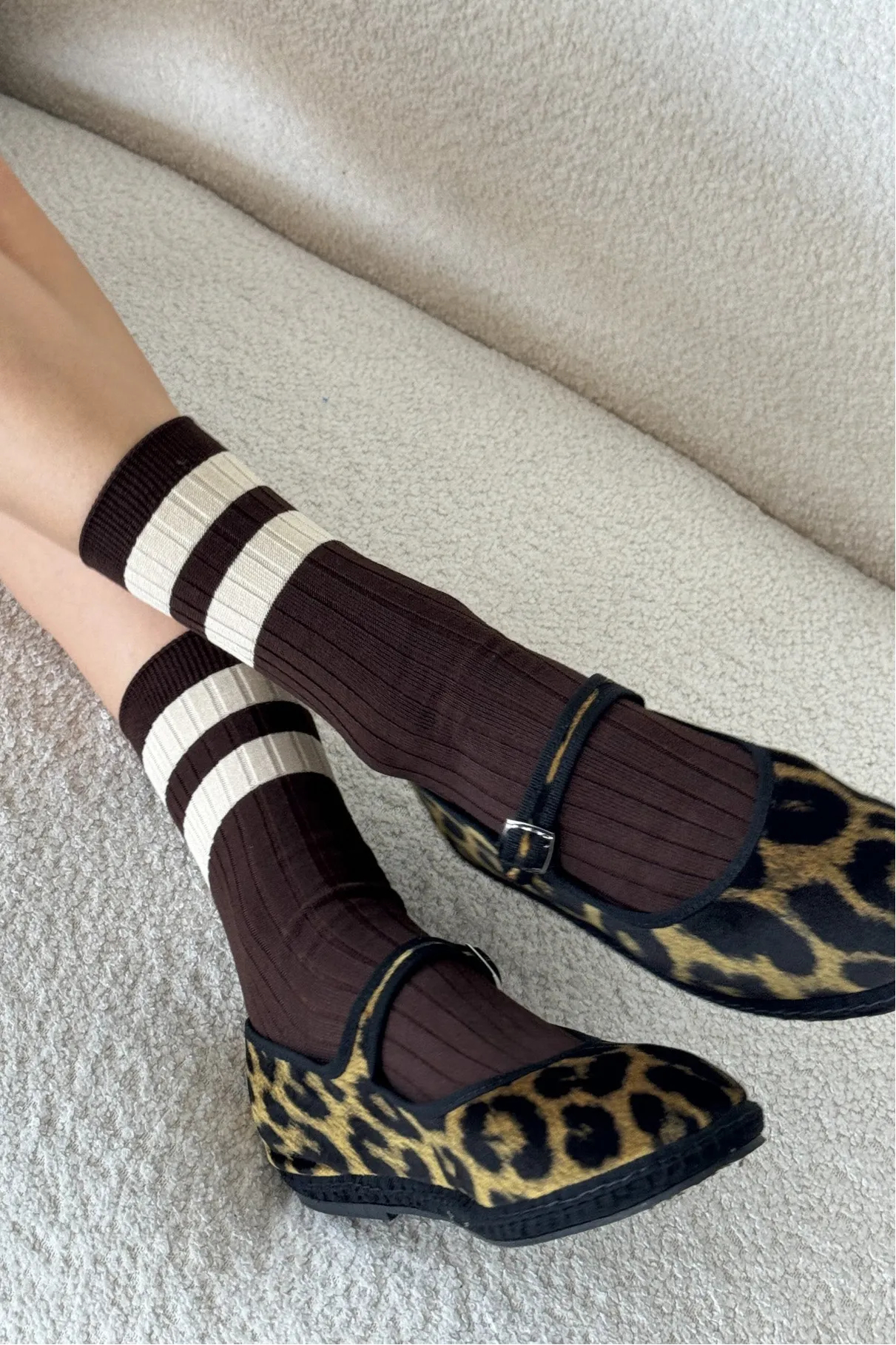 Her Varsity Socks - Espresso sold by Le Bon Shoppe