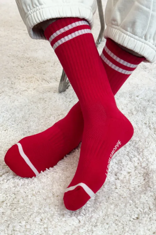 EXTENDED  Boyfriend Socks - Red sold by Le Bon Shoppe