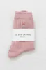 Embroidered Her Socks (MC cotton) - Pink Soda + Silver Seashell sold by Le Bon Shoppe