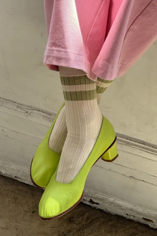 Her Varsity Socks - Guacamole sold by Le Bon Shoppe