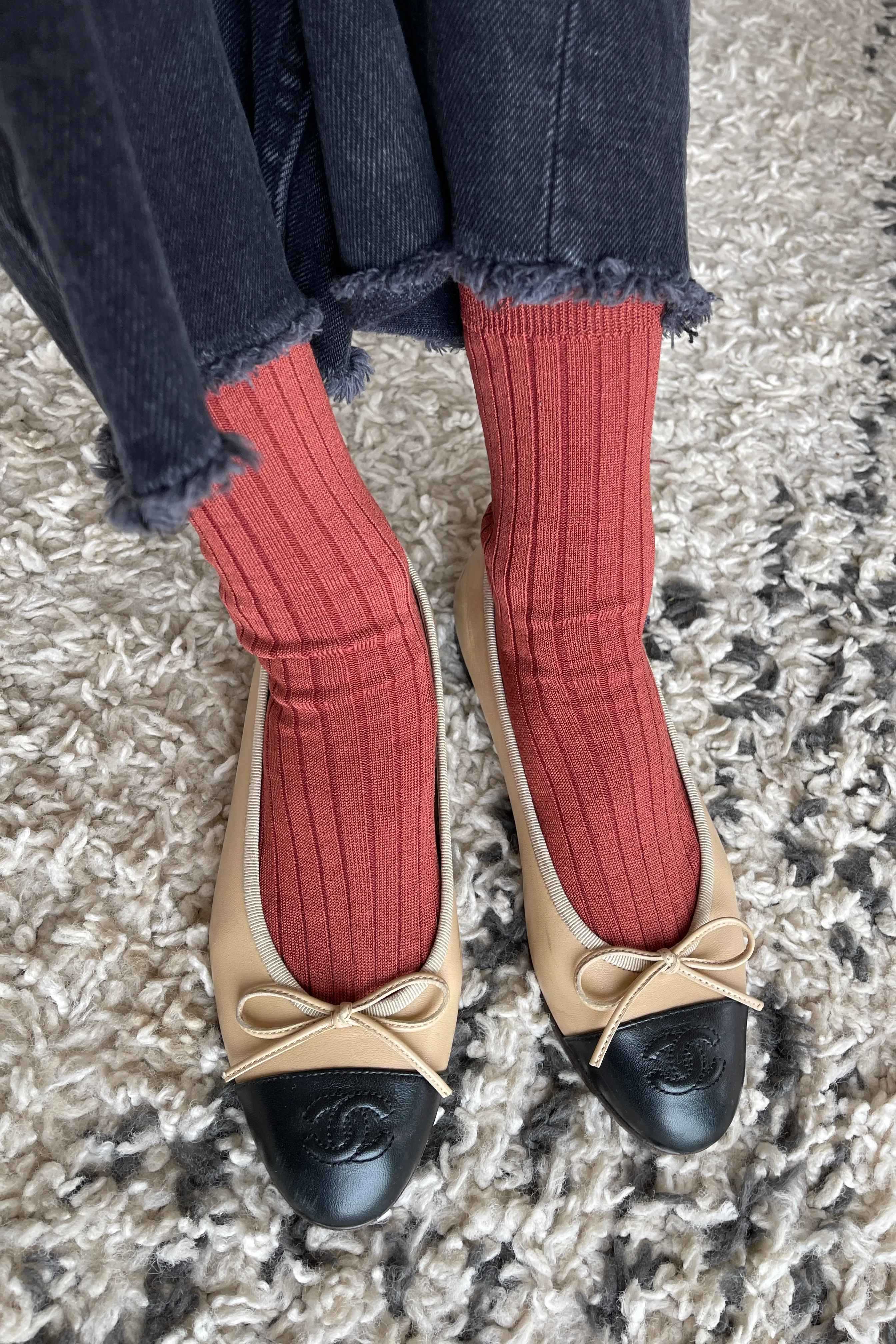 Her Socks (MC cotton) - Terracotta sold by Le Bon Shoppe