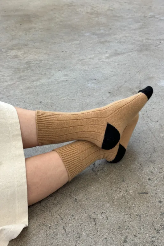 Classic Cashmere Socks - Camel sold by Le Bon Shoppe