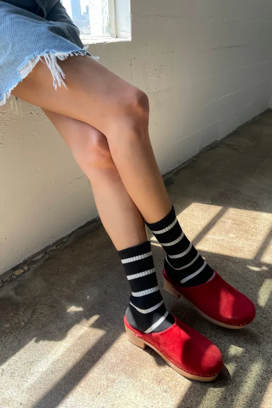 Striped Boyfriend Socks - Black Stripe sold by Le Bon Shoppe