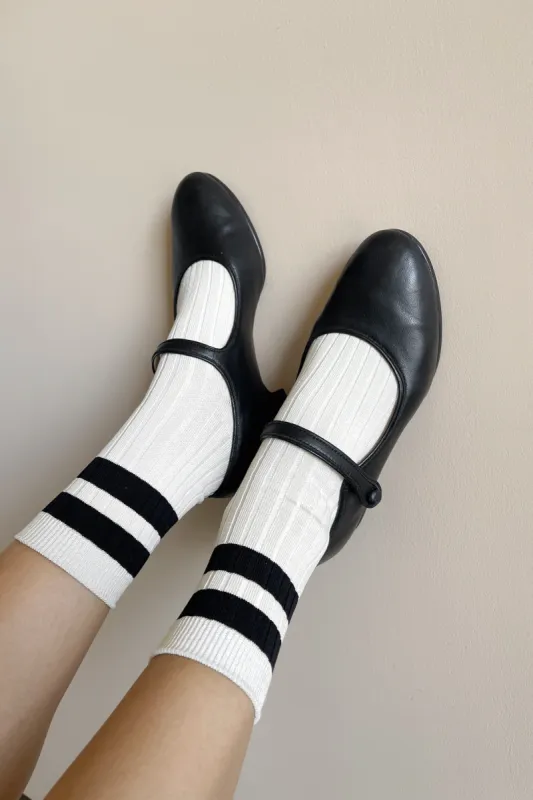 Her Varsity Socks - CREAM BLACK sold by Le Bon Shoppe