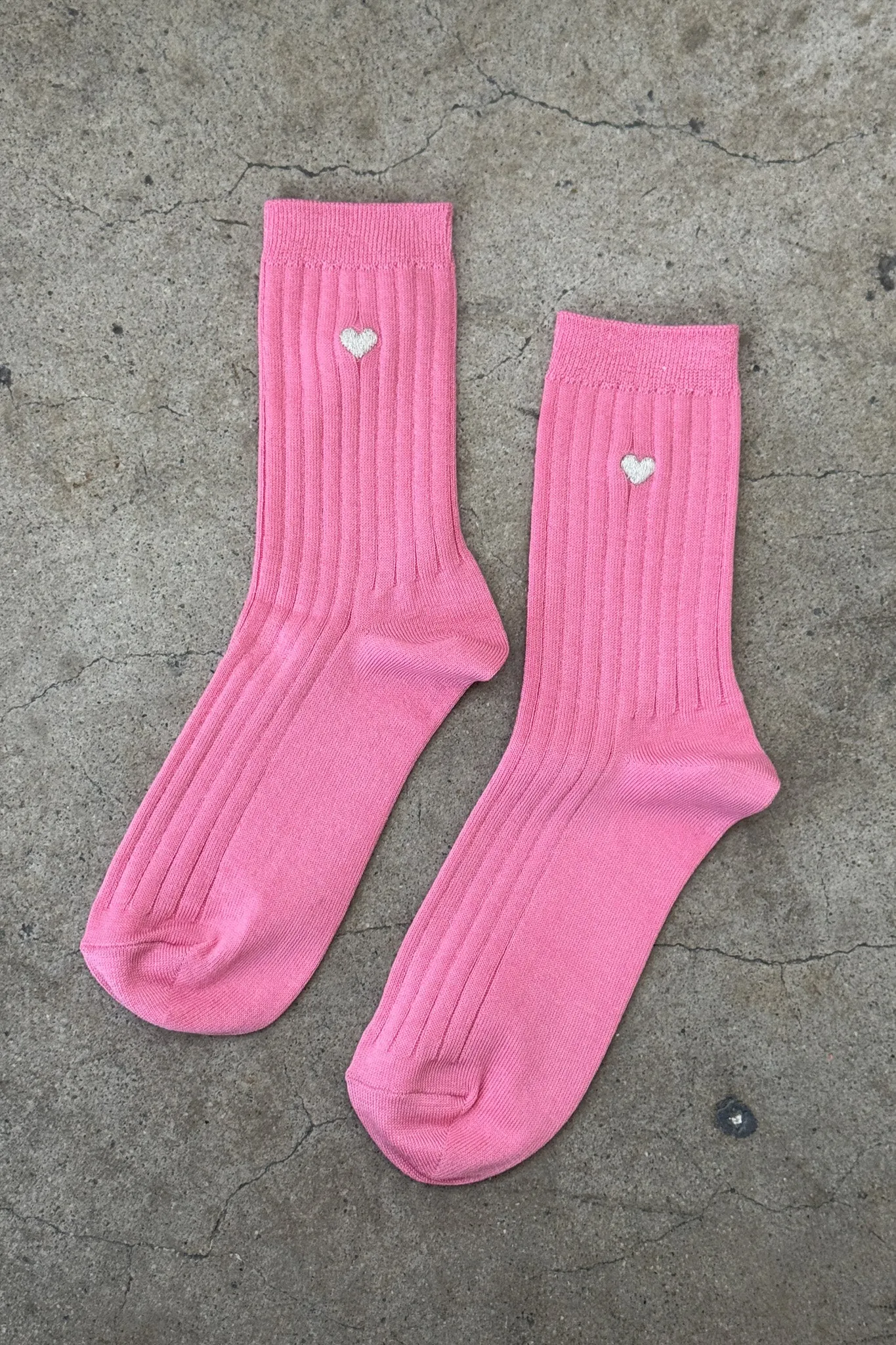 Embroidered Her Socks (MC cotton) - PINK WATER + HEART sold by Le Bon Shoppe product image thumbnail 4