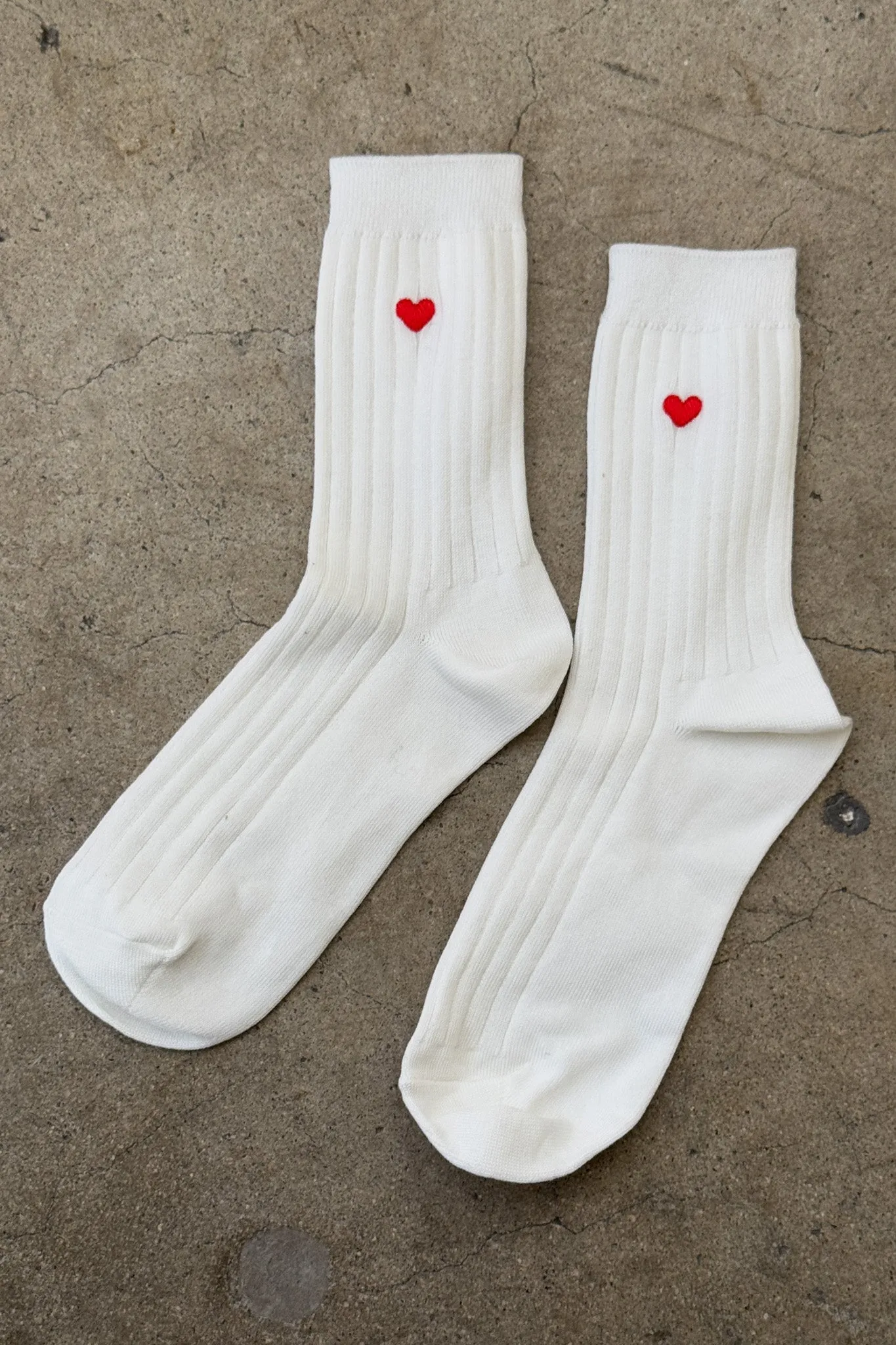 Embroidered Her Socks (MC cotton) - CLASSIC WHITE + HEART sold by Le Bon Shoppe product image thumbnail 5