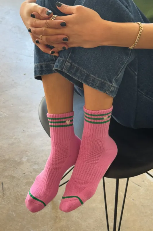Embroidered Girlfriend Socks - ROSE PINK + HEART sold by Le Bon Shoppe