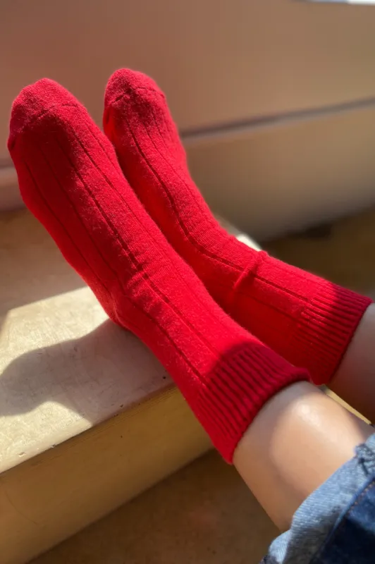 Classic Cashmere Socks - Red sold by Le Bon Shoppe