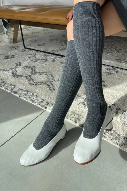 Schoolgirl Socks (Merino Wool Blend) - Charcoal Melange sold by Le Bon Shoppe