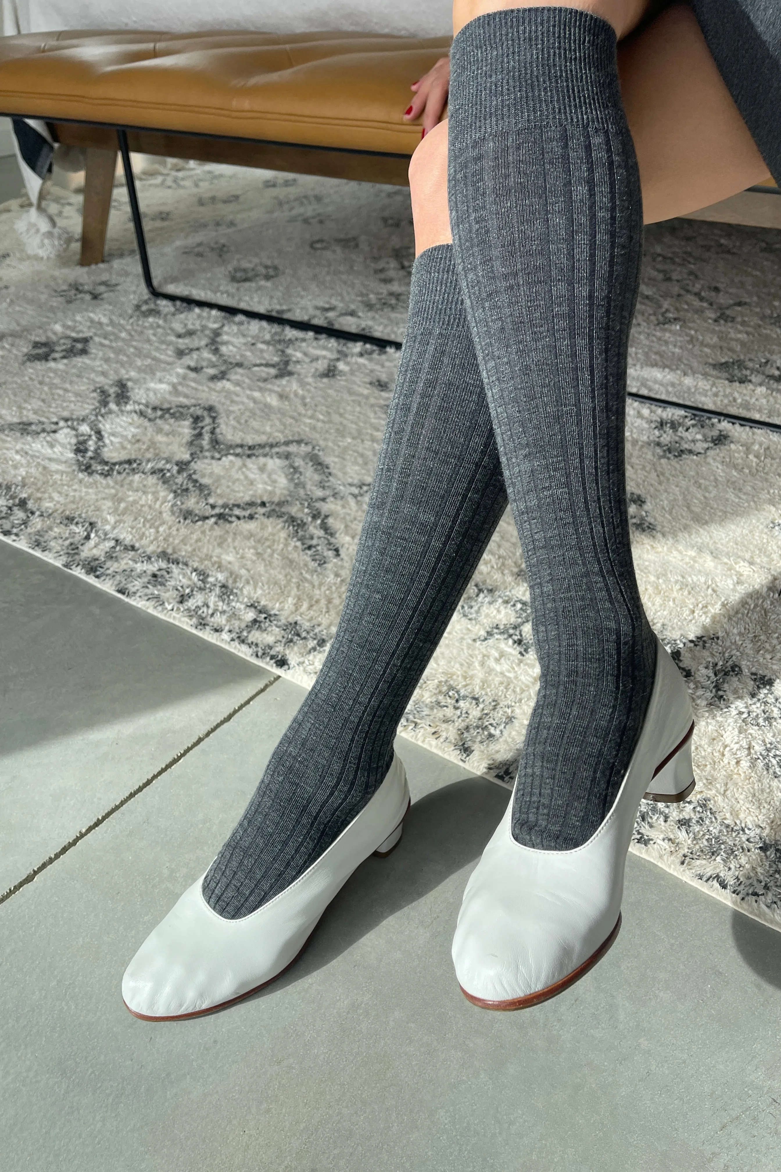 Schoolgirl Socks (Merino Wool Blend) - Charcoal Melange sold by Le Bon Shoppe