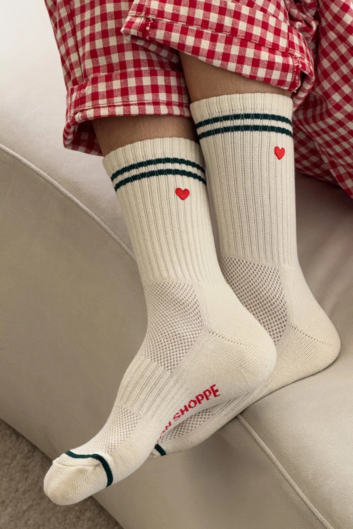 Embroidered boyfriend socks - PARCHMENT + HEART sold by Le Bon Shoppe