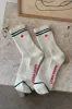 Embroidered boyfriend socks - PARCHMENT + HEART sold by Le Bon Shoppe