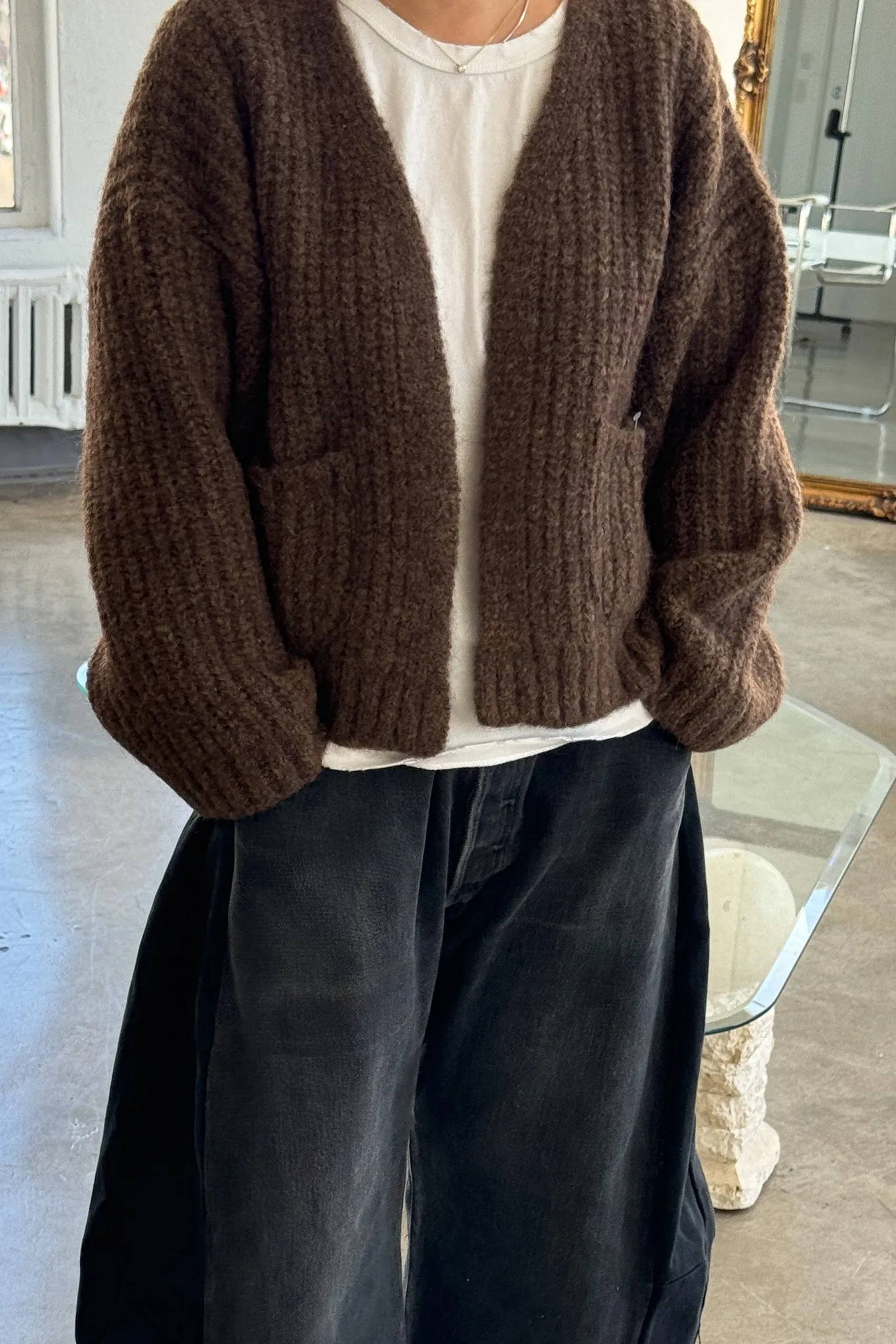 Alpaca Sweater Jacket - Wood sold by Le Bon Shoppe