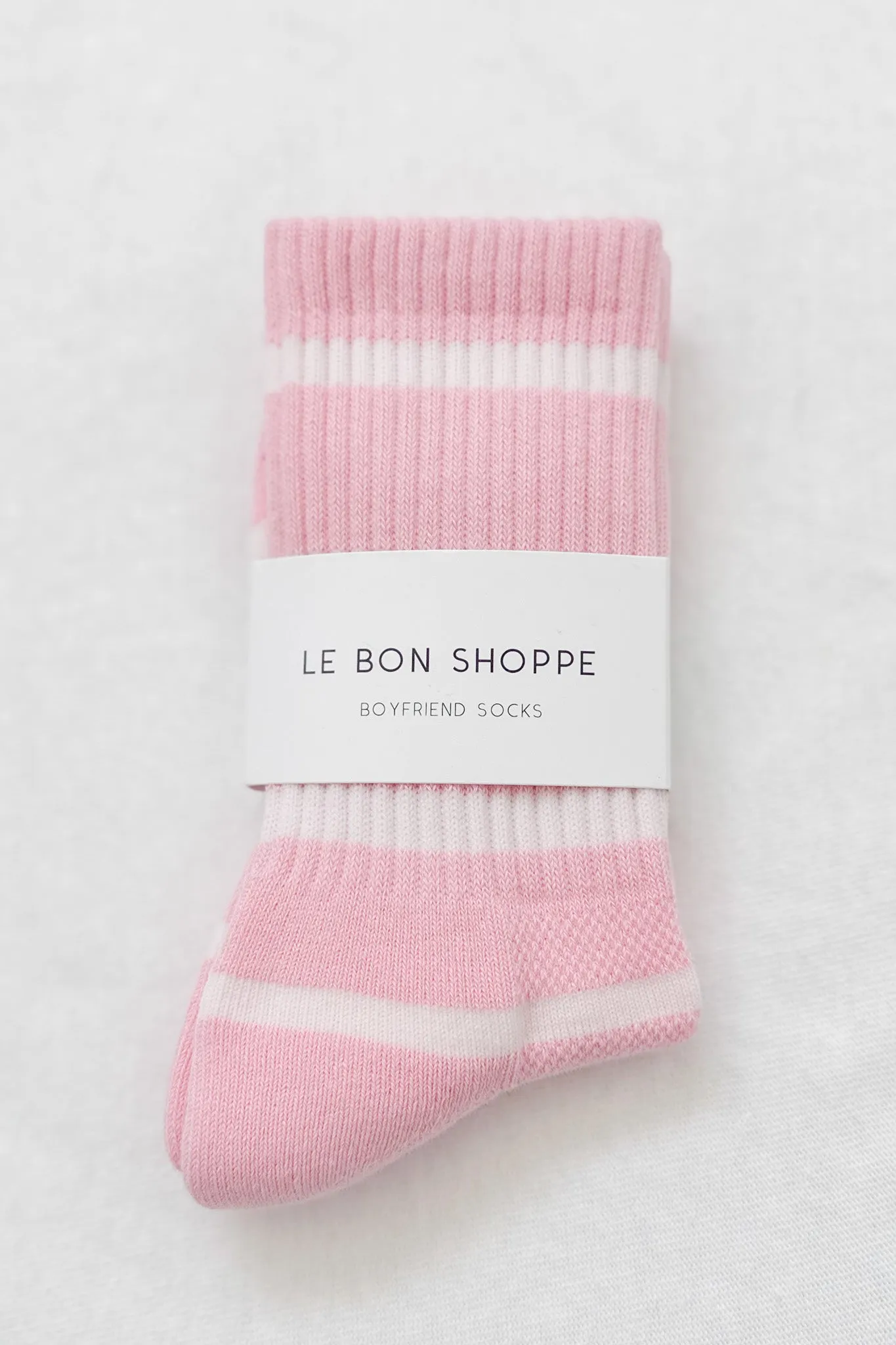 Striped Boyfriend Socks - Pink White Stripe sold by Le Bon Shoppe product image thumbnail 4