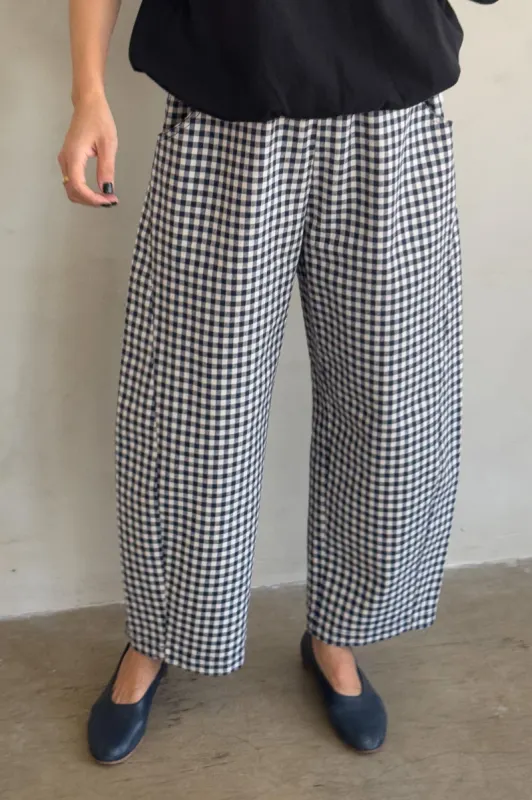 Gingham Arc Pants - Navy Gingham sold by Le Bon Shoppe