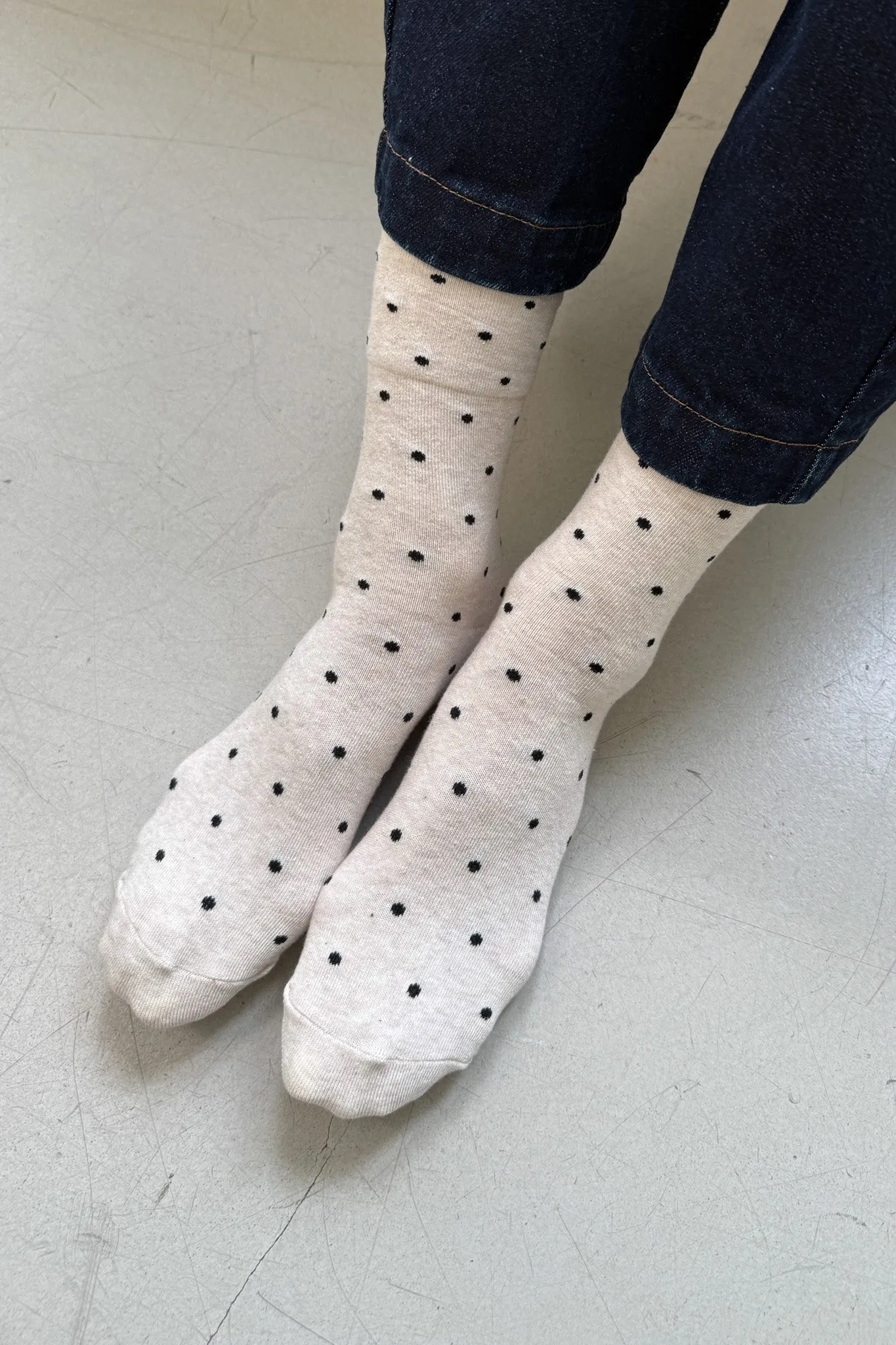 Sneaker Socks - Polka Dot- Oatmeal / Black sold by Le Bon Shoppe product image thumbnail 3