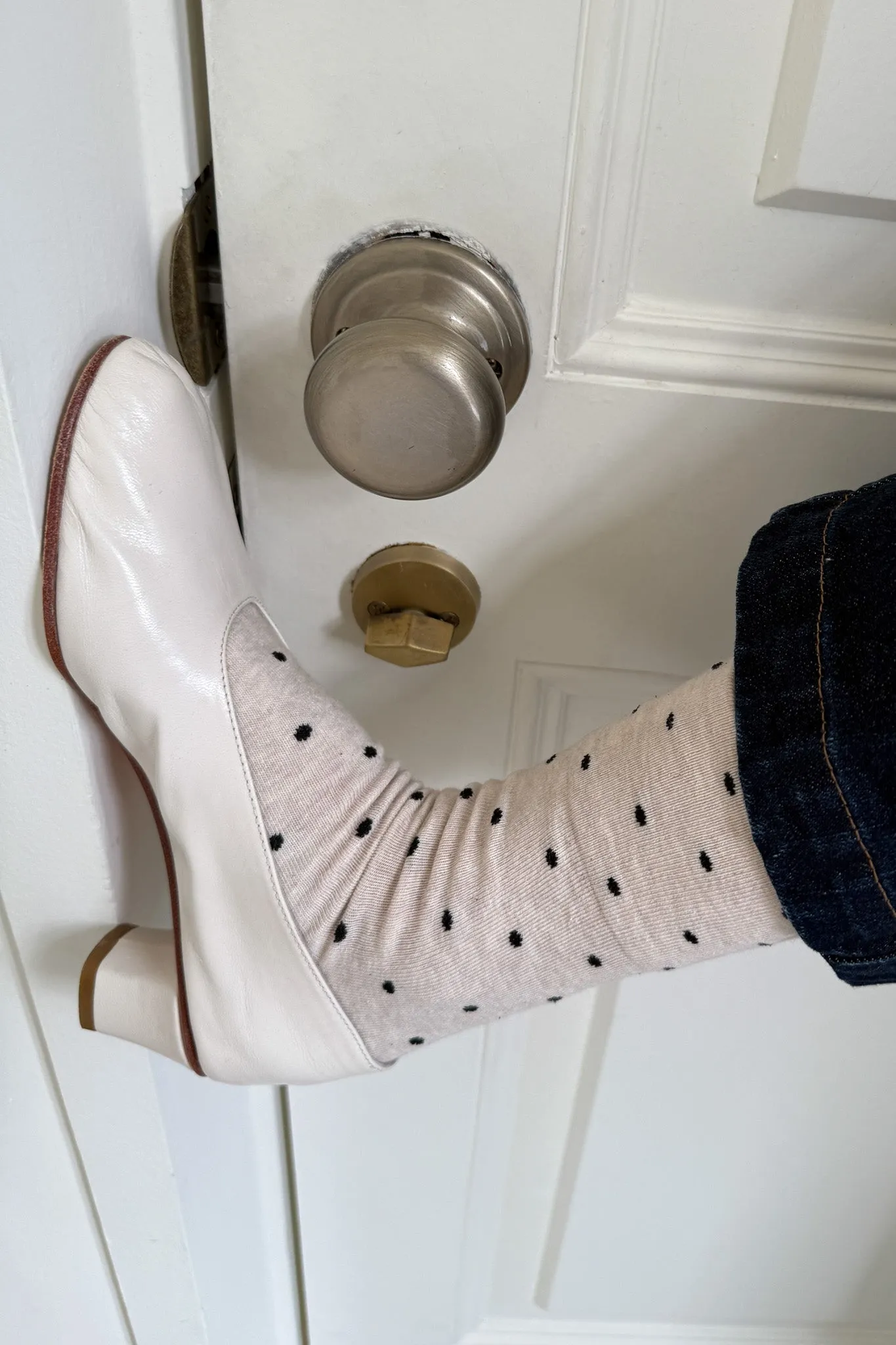 Sneaker Socks - Polka Dot- Oatmeal / Black sold by Le Bon Shoppe product image thumbnail 2