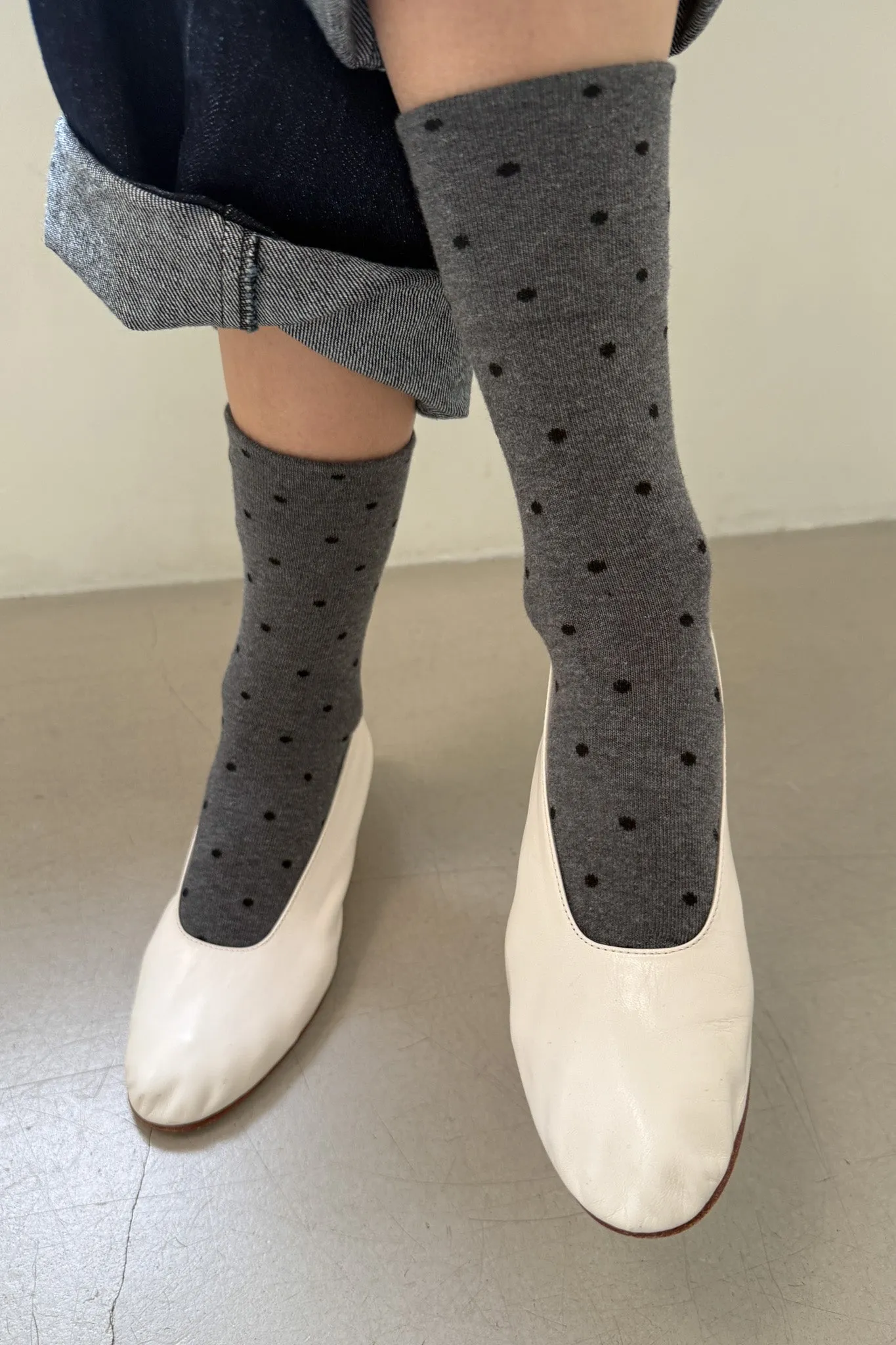 Sneaker Socks - Polka Dot - Charcoal / Black sold by Le Bon Shoppe product image thumbnail 3