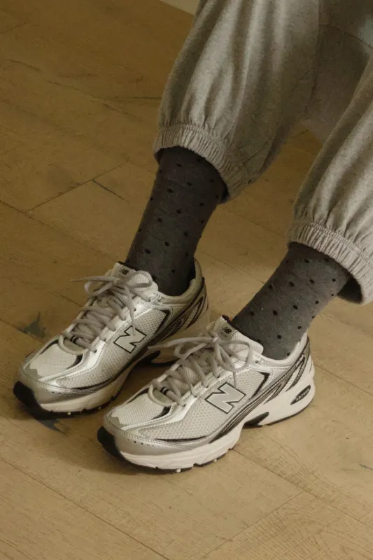 Sneaker Socks - Polka Dot - Charcoal / Black sold by Le Bon Shoppe