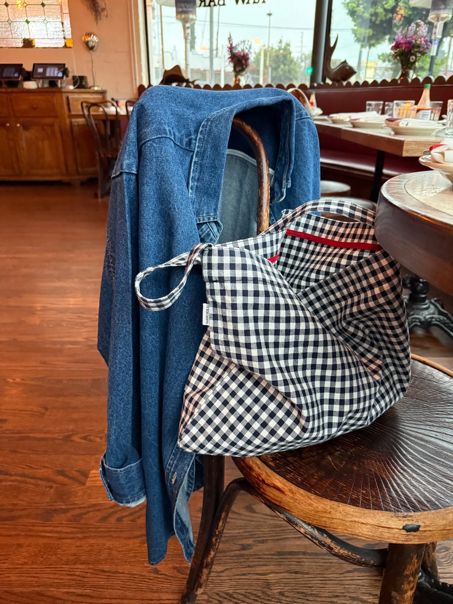 Happy Carry Bag - Navy Gingham sold by Le Bon Shoppe product image thumbnail 3