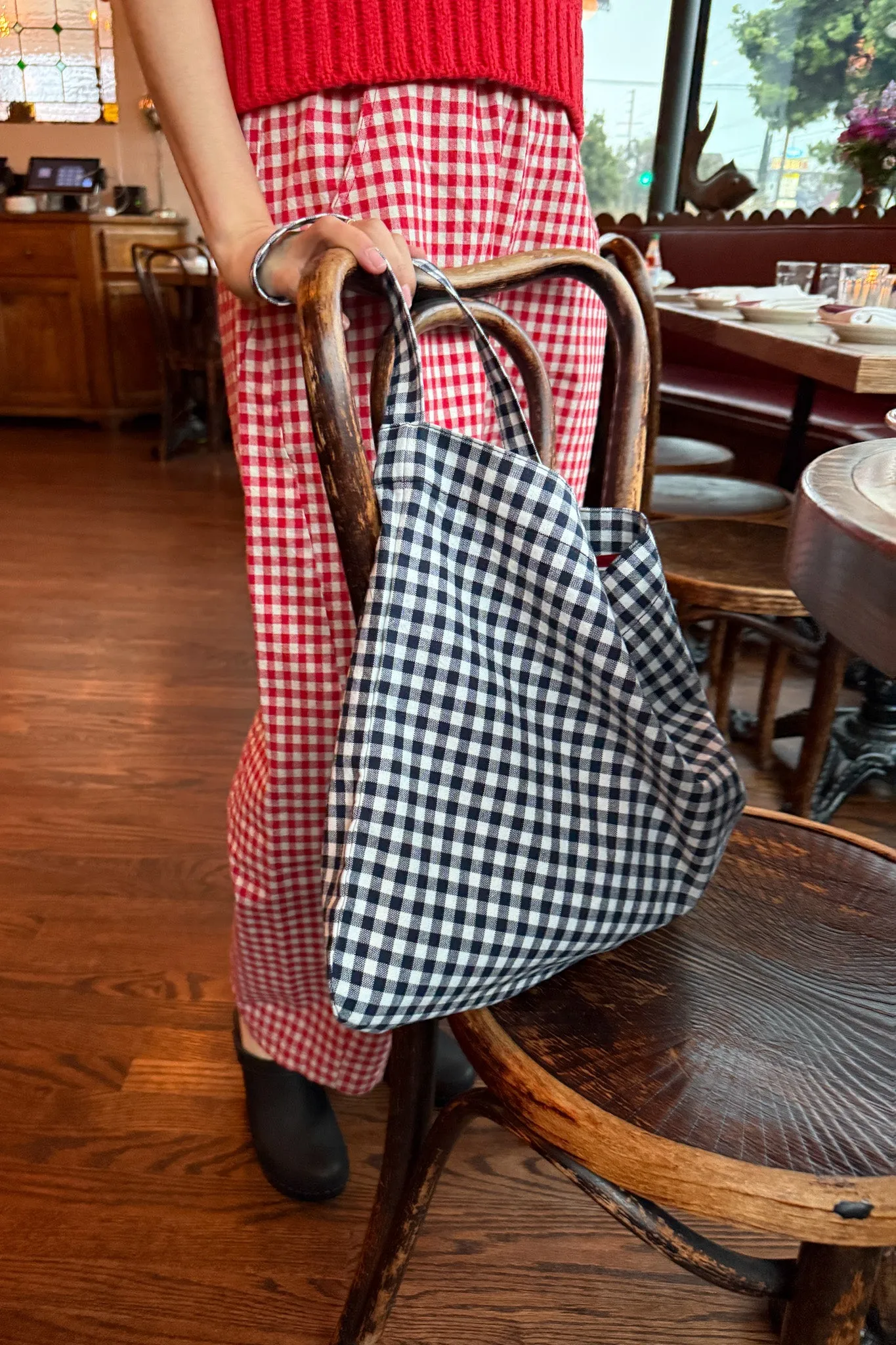 Happy Carry Bag - Navy Gingham sold by Le Bon Shoppe product image thumbnail 2