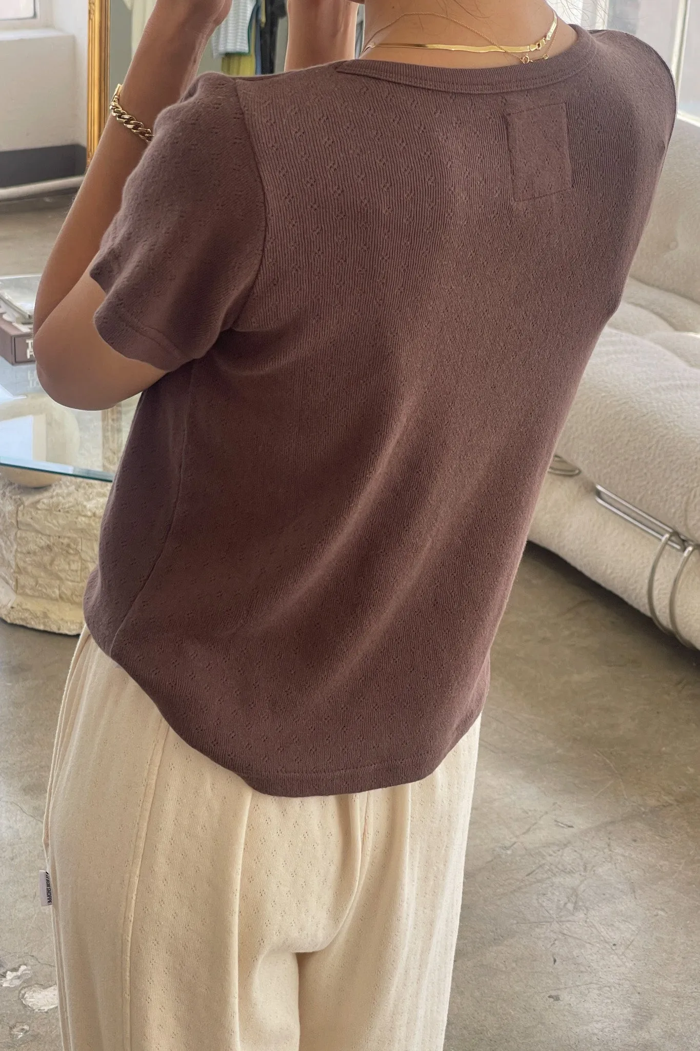 Pointelle Babe Tee- CHOCOLATE sold by Le Bon Shoppe product image thumbnail 3