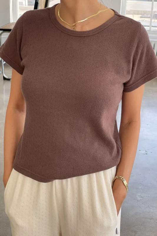 Pointelle Babe Tee- CHOCOLATE sold by Le Bon Shoppe