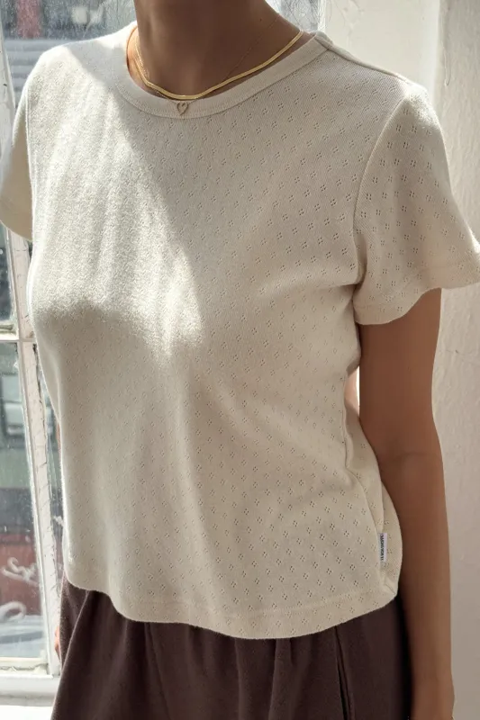 Pointelle Babe Tee- NATUREL sold by Le Bon Shoppe