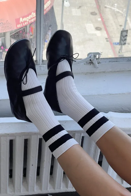 Her Varsity Socks - WHITE BLACK sold by Le Bon Shoppe