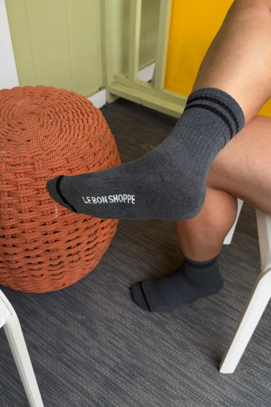 EXTENDED  Boyfriend Socks - Charcoal sold by Le Bon Shoppe