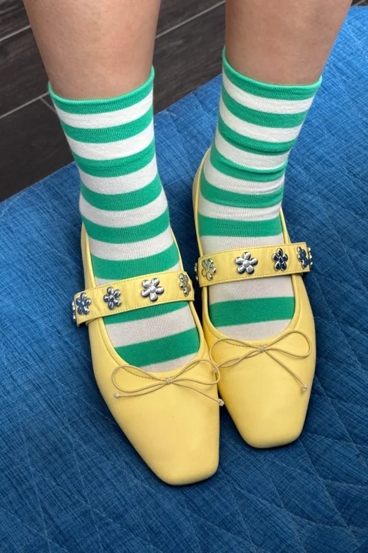 Wally Socks - Wide / Green Stripe sold by Le Bon Shoppe